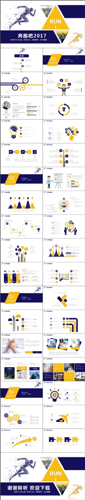 2017奔跑吧年终总结述职报告ppt模板