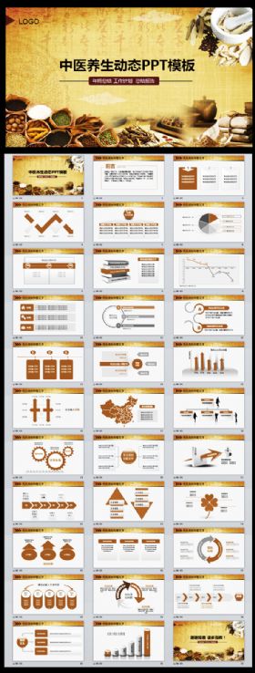 古香古色中医药材养生ppt动态模板