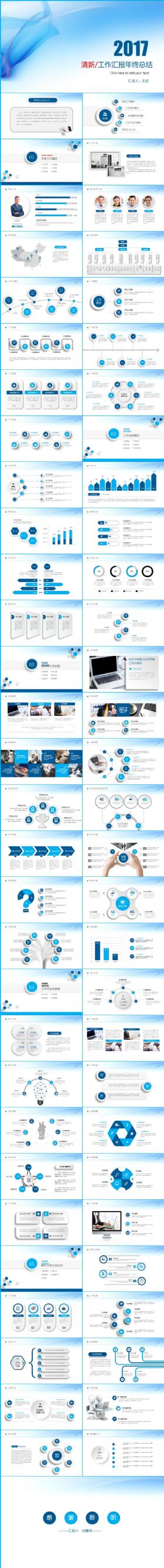 清新蓝色工作总结汇报述职报告新年计划PPT
