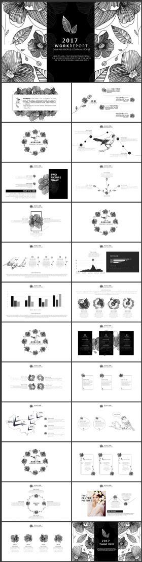 [动感花鸟】实用创意商务公司工作计划总结汇报通用PPT模板