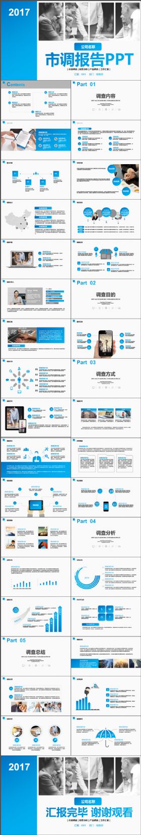 大气孔蓝市场调研新产品调查前景分析报告工作汇报PPT模板