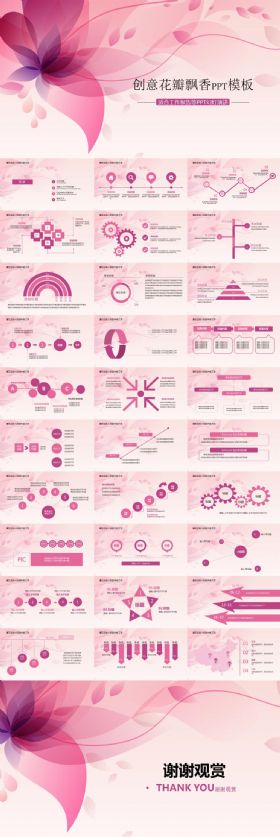 创意花瓣商务ppt年终总结工作汇报新年计划公司介绍ppt模板