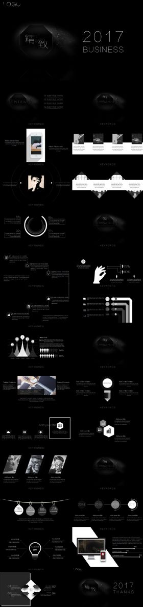 黑色精致商务通用工作演示PPT模板