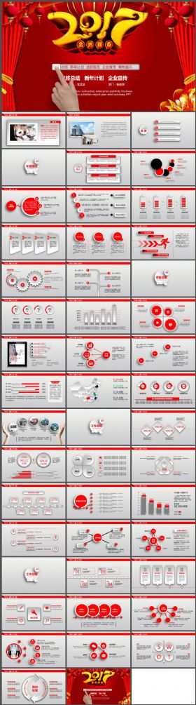 红色2017年终总结PPT模板