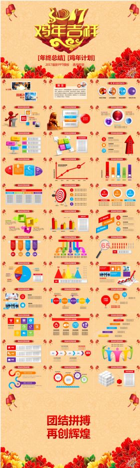 2017鸡年年度工作总结框架企业通用新年计划汇报ppt模板动态