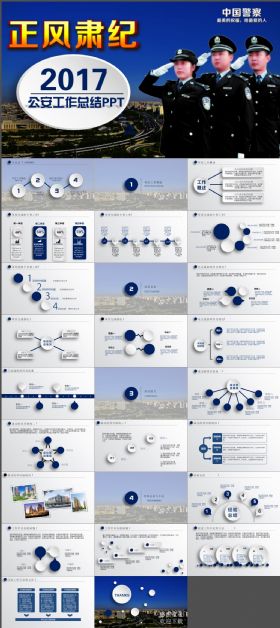 公安警察2017工作总结会议PPT模板