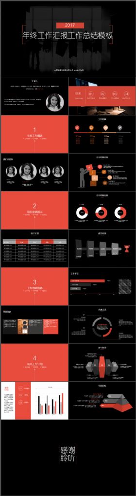 2017商务简约年终汇报计划总结商务ppt模板