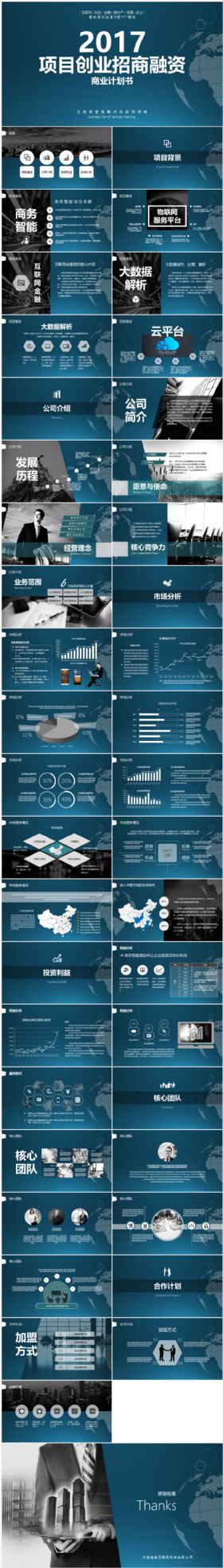 2017商业项目创业招商融资商业计划书PPT模板
