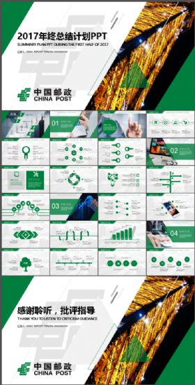 中国邮政银行工作总结新年计划PPT模板