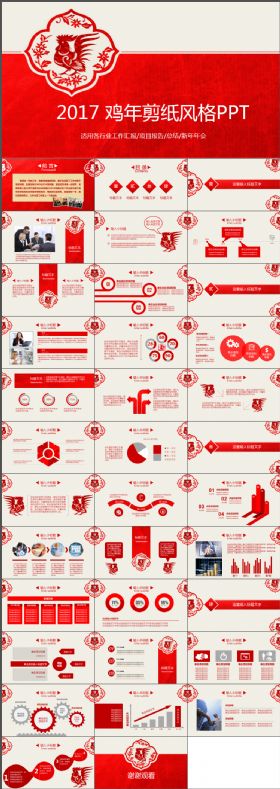 2017鸡年各行业工作汇报项目报告总结新年年会PPT模板