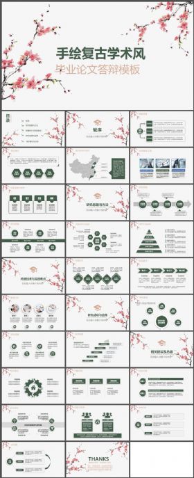 中国风手绘复古学术风PPT模板