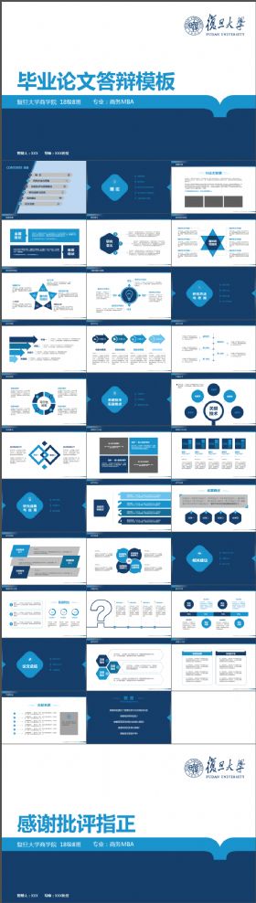 完整框架蓝色大气简洁毕业论文答辩动态PPT模板