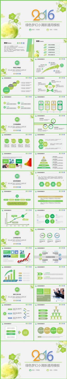 绿色梦幻小清新工作总结工作计划年终汇总通用ppt模板