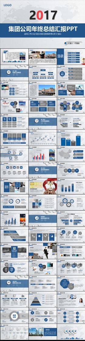 2017集团公司年终总结汇报PPT模板