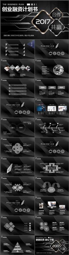 黑色欧式创业融资计划书PPT