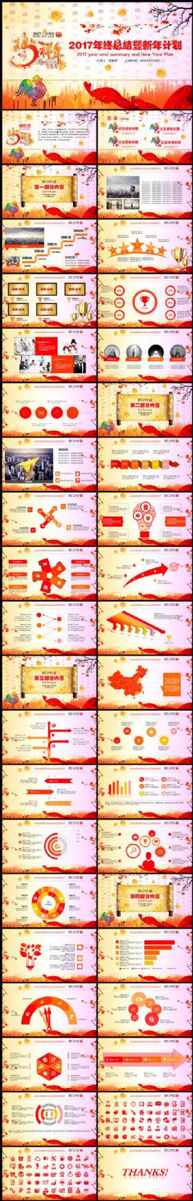 2017节日喜庆新年鸡年计划总结PPT