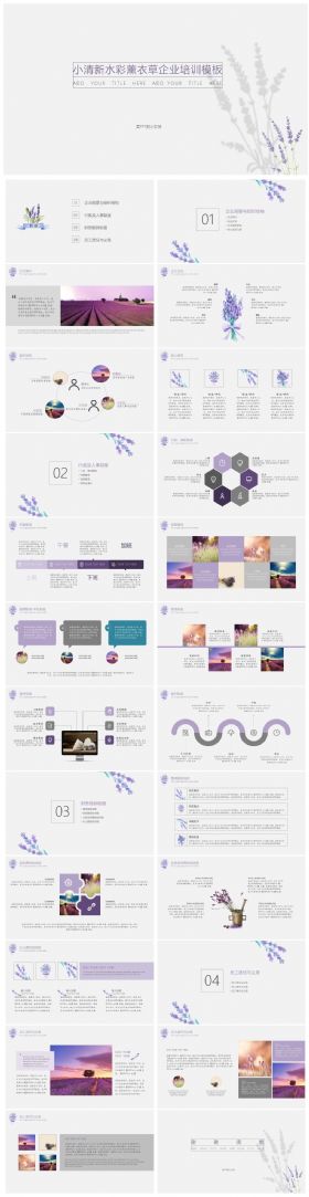 清新水彩薰衣草企业培训PPT 架构完整入职培训