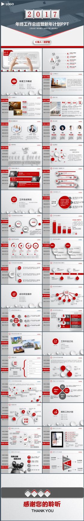 【热销精品】2017红色时尚大气年终工作总结PPT模板