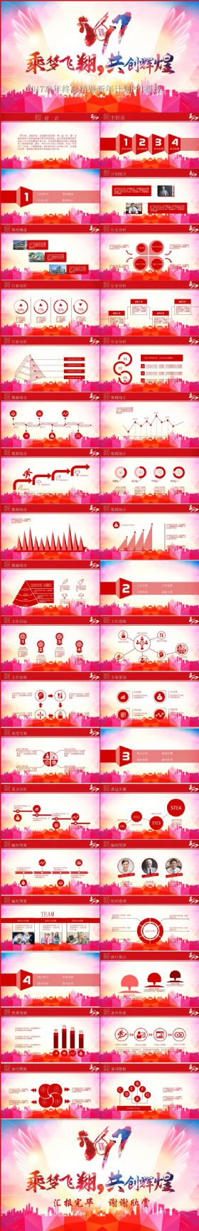 红色大气 年度总结暨新年计划PPT模板
