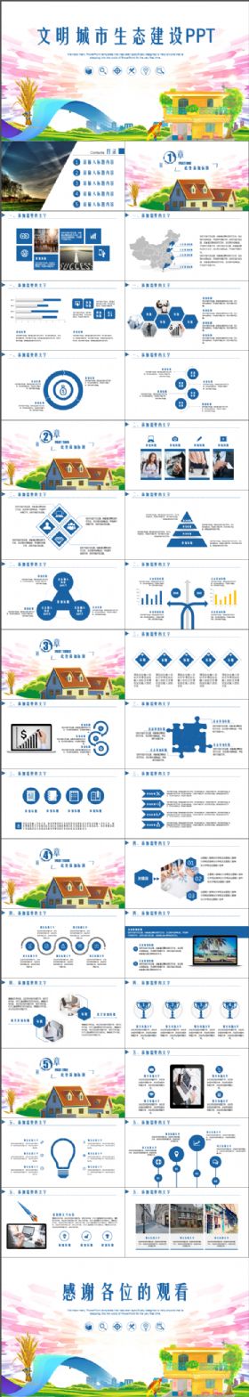 简约大气文明城市社区生态建设可持续发展PPT模板