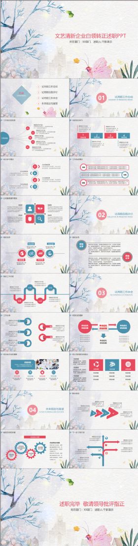 【千影演示】文艺清新企业白领转正述职PPT