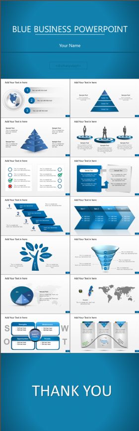 蓝色欧美商务简约欧美风PPT通用模板