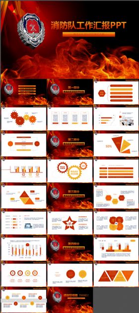 简洁大气消防大队工作汇报总结PPT模板