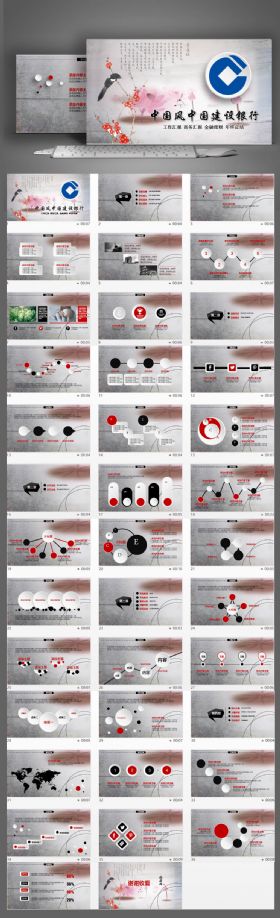 中国风中国建设银行PPT模板