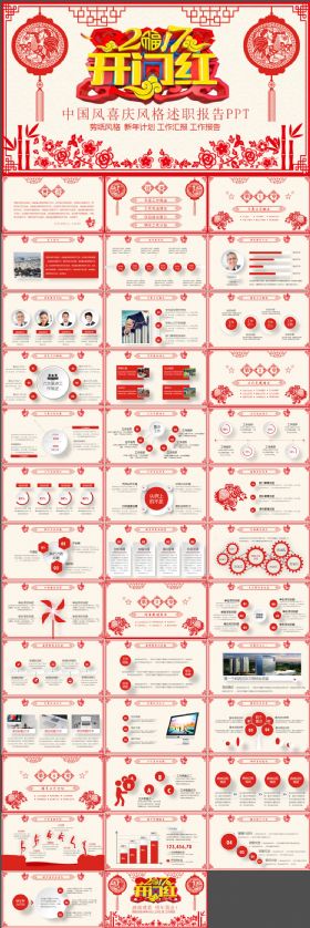 开门红中国风总结工作报告ppt模板
