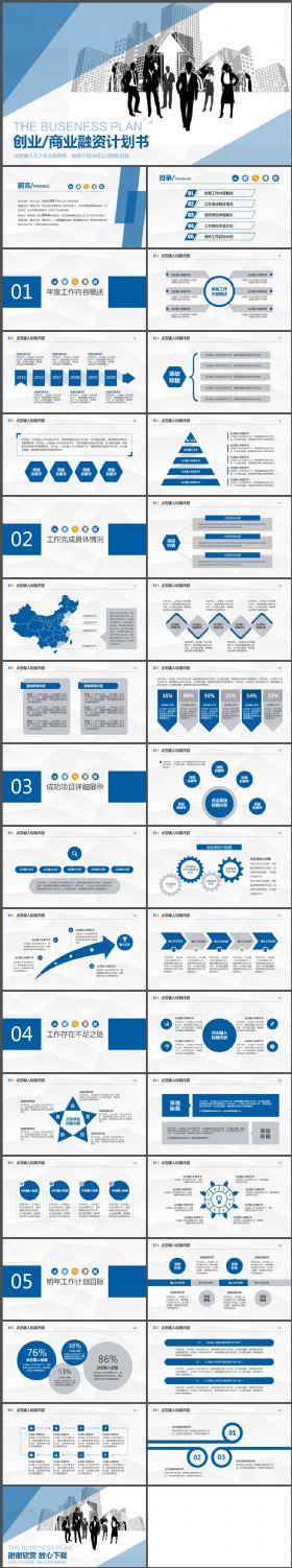 蓝色简约商业融资计划书PPT模板