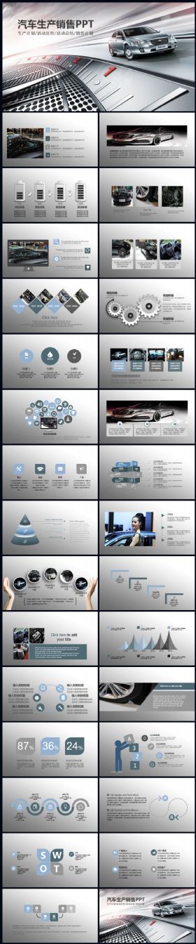 汽车生产销售4s店汽车行业通用PPT模板