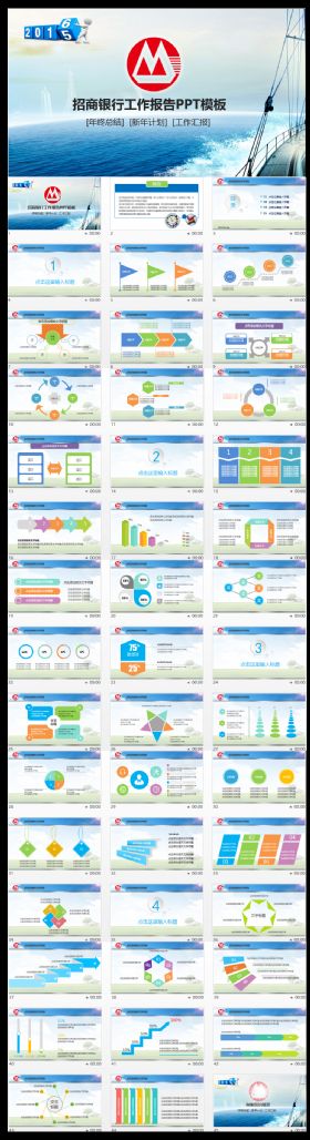 招商银行工作总结汇报PPT模板
