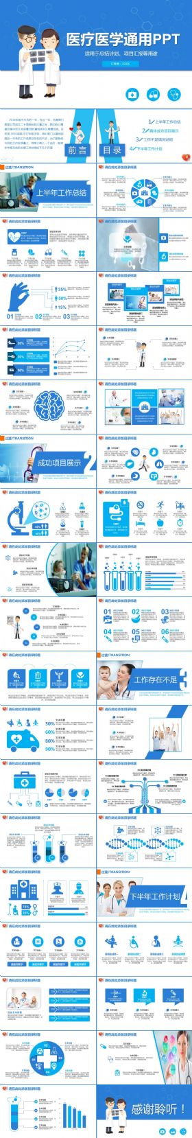 医院医学医药医疗机构医生护士工作总结项目报告计划书通用ppt模版