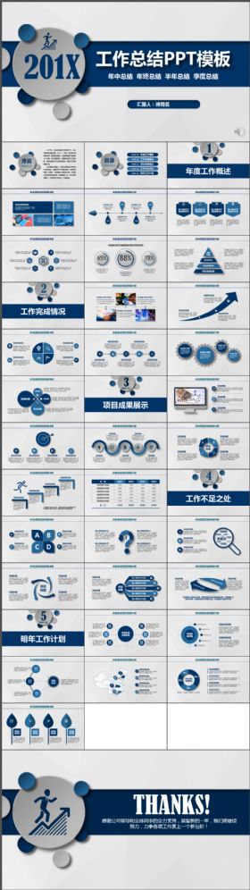 蓝色大气微立体工作总结汇报动态PPT模板