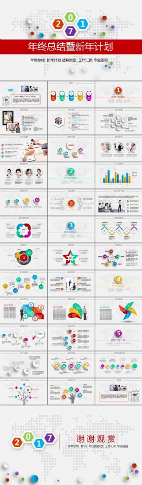 框架完整时尚简约工作总结年终年度工作报告商务汇报述职报告新年工作计划ppt模板