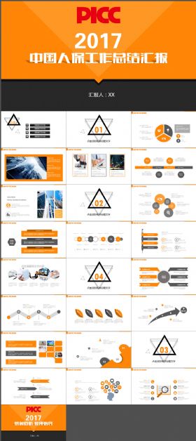 中国人民保险工作总结 汇报PPT模板