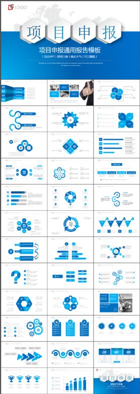 蓝色大气创业融资项目申报动态PPT模板