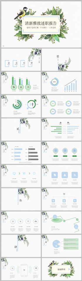 清新雅致工作总结述职报告ppt