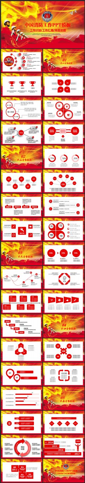 精美完整消防队消防员消防工作汇报PPT