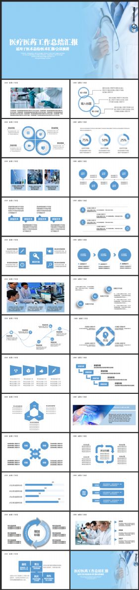 蓝色精美医疗医药ppt动态模板