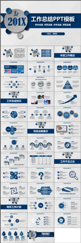 蓝色大气商务工作总结汇报动态PPT模板