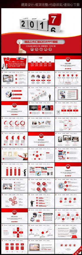 2017年度红色大气年终工作总结PPT模板