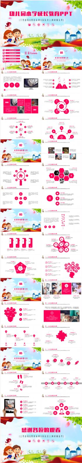 可爱儿童成长教育教学课件家长会PPT模板