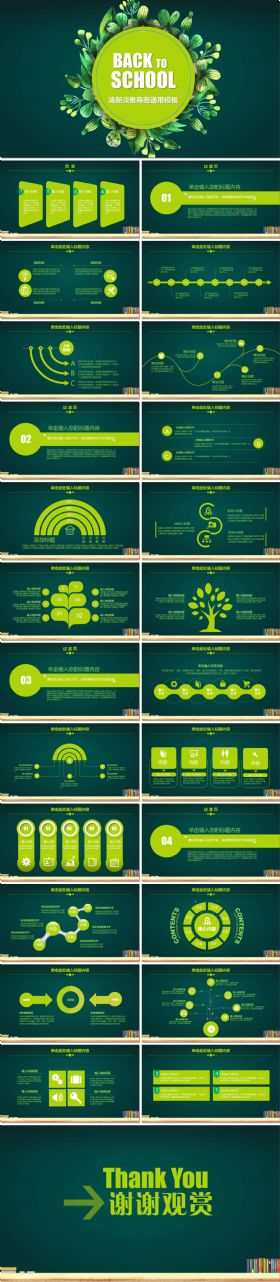 绿色清新商务通用模板【附赠350页精美图表集】