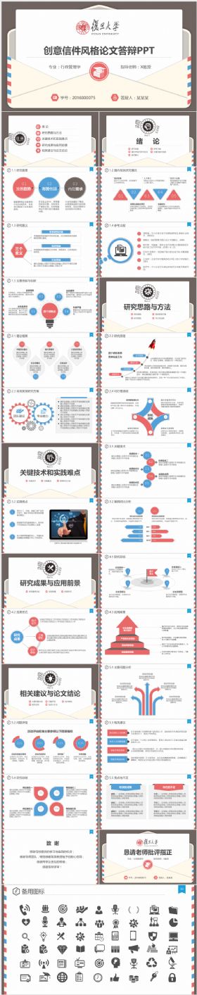 创意信件毕业设计答辩PPT模板