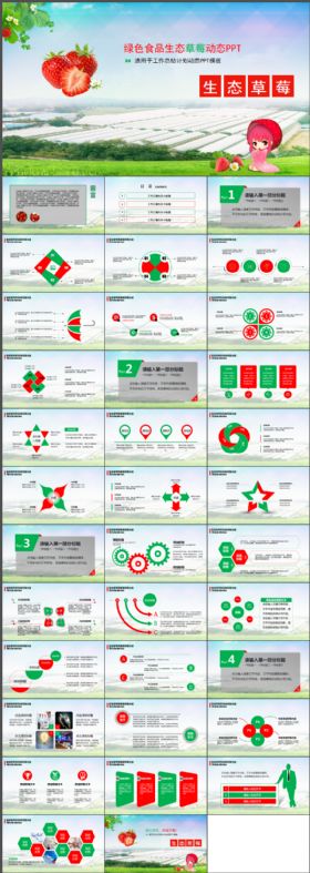 绿色食品生态草莓有机农业工作总结计划PPT模板