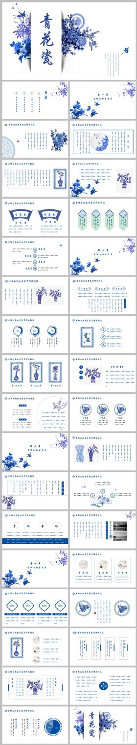 唯美青花瓷商业通用ppt