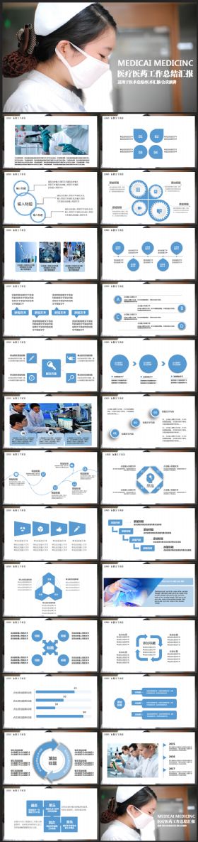 蓝色精美医疗医药ppt动态模板