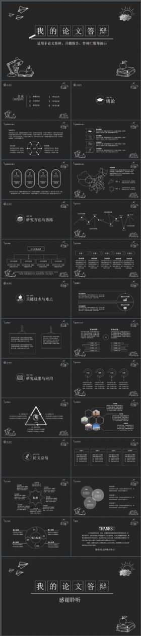 黑板风格论文答辩、开题报告、答辩汇报演示