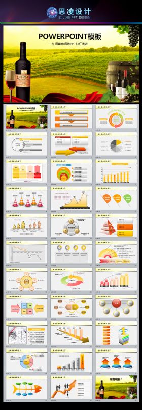  高档红酒葡萄酒介绍PPT模板
